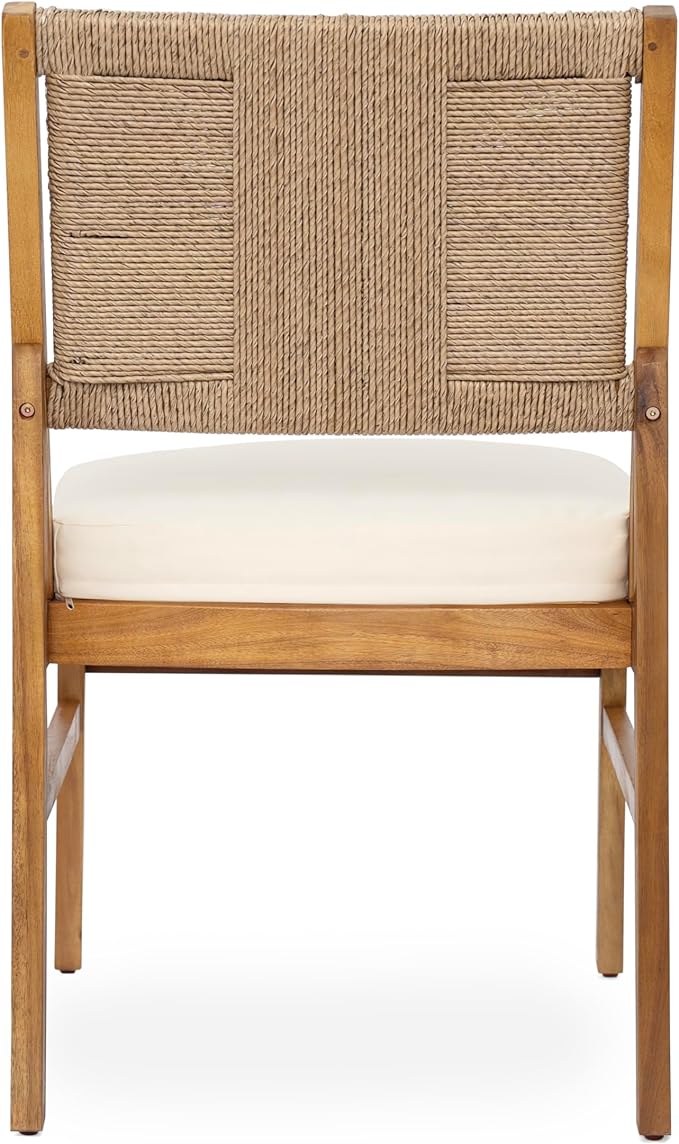 Christopher Knight Home 6-Piece Outdoor Dining Set, 70" Acacia Wood Patio Table with 4 Light Brown Wicker Chairs with Cream Cushions and 1 Bench, Teak Finish Outdoor Furniture Set for Garden Porch