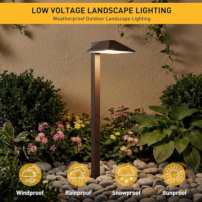 GOLDEN STAR Low Voltage Pathway Lights 1.2W Replaceable G4 LED 2PK Outdoor Landscape Lighting 40 Lumen Warm White Waterproof Garden Lights for Walkway Yard, Lawn Driveway with Easy Install Connectors