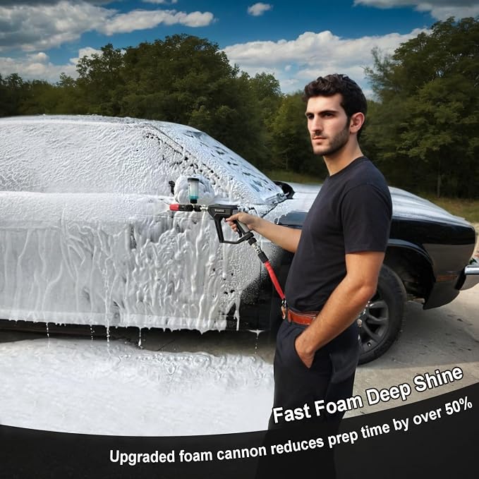 Raincovo Pure Pro Foam Cannon for Pressure Washer, Adjustable Nozzle with 1/4” Quick Connector, Power Washer Soap Cannon for Car Detail, Additional 1.1mm Orifice Nozzle