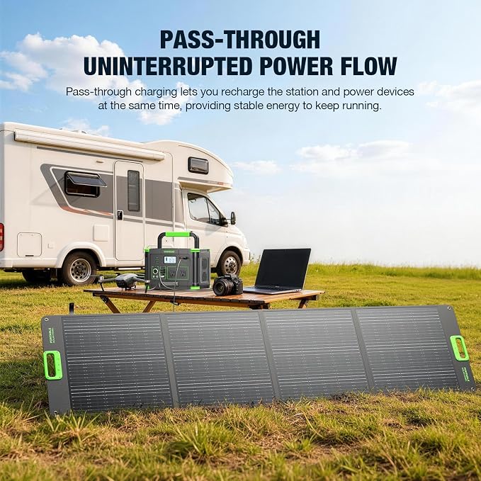 Solar Generator 1000W Portable Power Station, 120V Pure Sine Wave AC Outlets, 60W USB-C PD Fast Charging, 10 Ports for RV Trip,Camping,Home Emergency