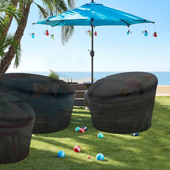 Papasan Chair Cover Waterproof,(for 47in Outdoor Papasan Chairs Covers Black) Zipper Design, Easy to Put On and Take Off, Dust Resistant Patio Furniture Seat Covers