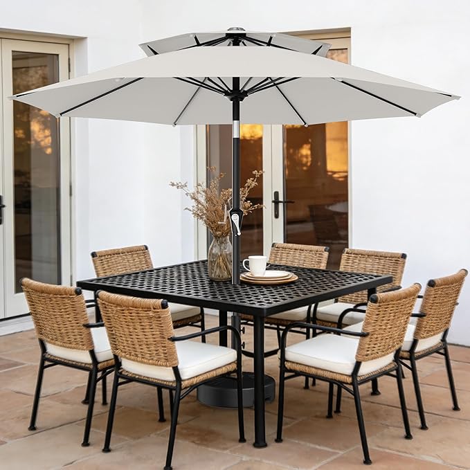 AreShark 10ft 2 Tiers Patio Umbrella - Outdoor Umbrella Waterproof UV Protection, Market Table Umbrella w/Push Button Tilt&Crank for Pool, Porch, Garden(Ivory)