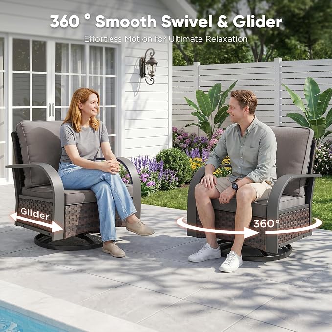 Belord Luxury Patio Furniture (Grey, 2 PCS - Swivel Glider)