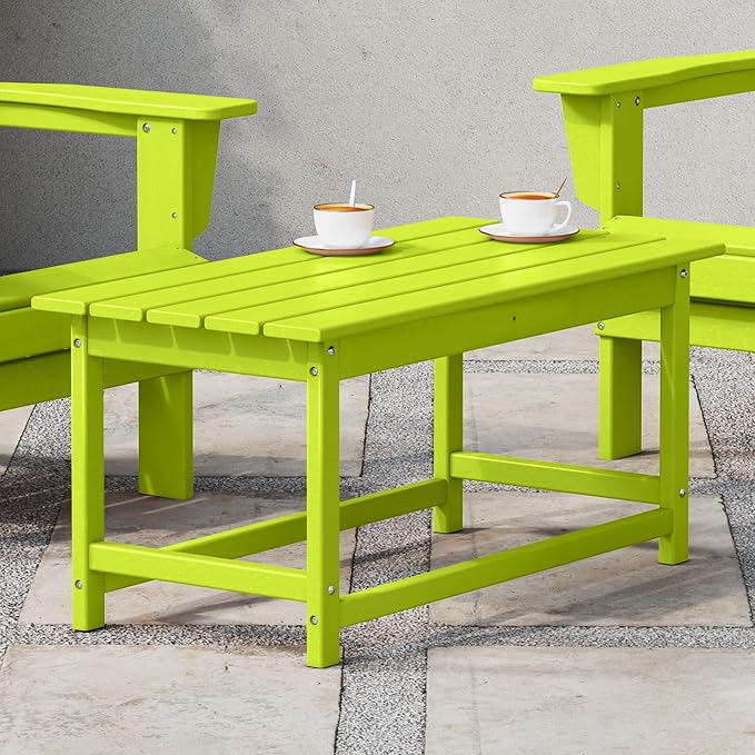 WestinTrends Malibu Outdoor Coffee Table, 35" x 17.5" All Weather Poly Lumber Patio Adirondack Coffee Table for Garden Lawn Porch Balcony, Lime