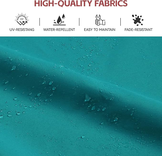 GENTEACO 10x13FT Rectangle Cantilever Patio Umbrella w/Base Included, Deluxe Wood Pattern Pole & 7 Angle Tilts, 360° Rotation, Offset Hanging Market Umbrellas for Garden Pool Patio, Turquoise Blue