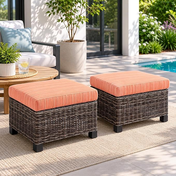 Wicker Patio Conversation Set, Outdoor Patio Chair Set with Deep Seating, Wide Armrests & Thick Cushions, All-Weather Outdoor Furniture Set for Patio, Porch, Deck & Backyard