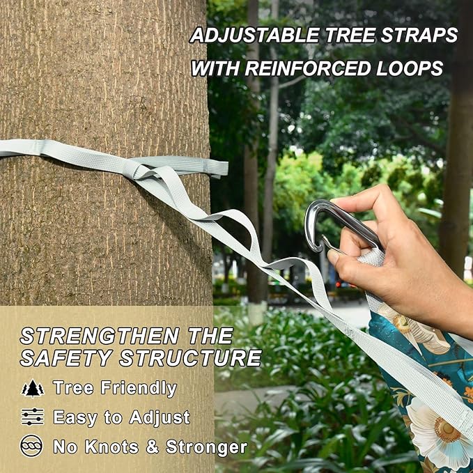 Camping Hammock Outdoor Hammocks for Outside Flowers Mushrooms Beach Trees Portable Lightweight with Pockets Tree Straps Indoor