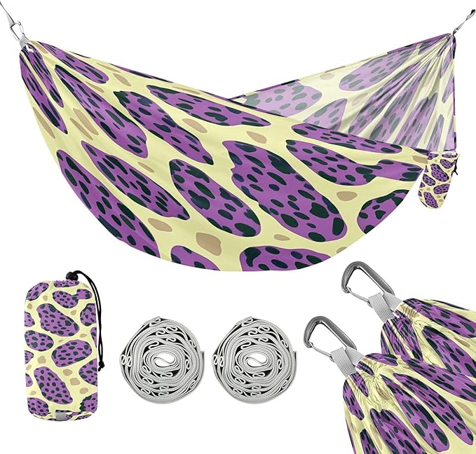 Hammocks for Outside Leopard Print Camping Hammock Portable Hammocks with Tree Straps and Carry Bag Camping Accessories for Hiking Beach Outdoor