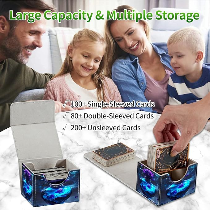 Card Deck Box for MTG, Cards Storage Box Fits 120+ Sleeved, Leather Small Size Strong Magnetic Closing Card Case for Board Games Magic TCG CCG Baseball Collection, Purple Rose Vase