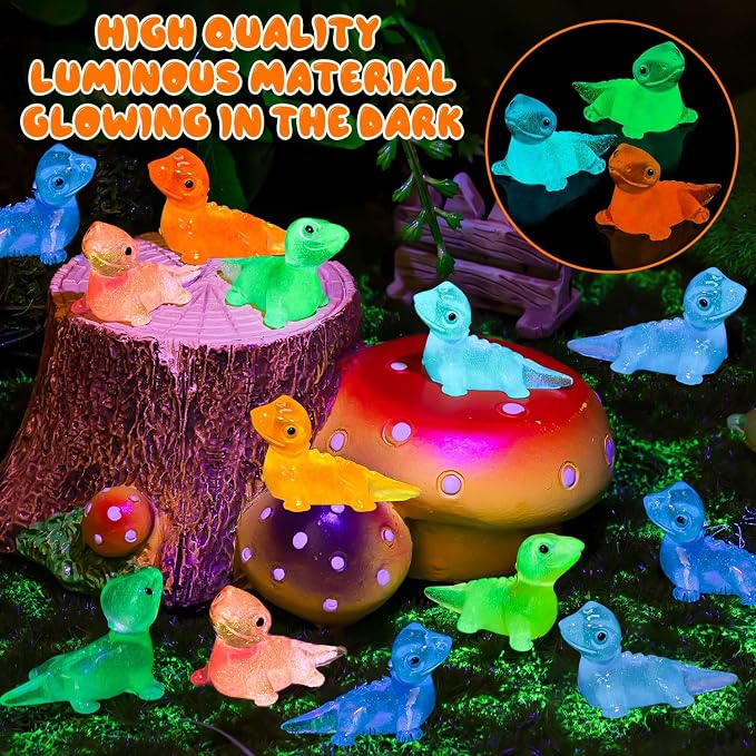 72PCS Luminous Mini Resin Lizards Tiny Lizards for Micro Moss Landscape | Cute Lizard Figures Glow in The Dark, Tiny Lizards Animal Miniature, Micro Moss Landscape Crafts Dollhouses Hidden Games
