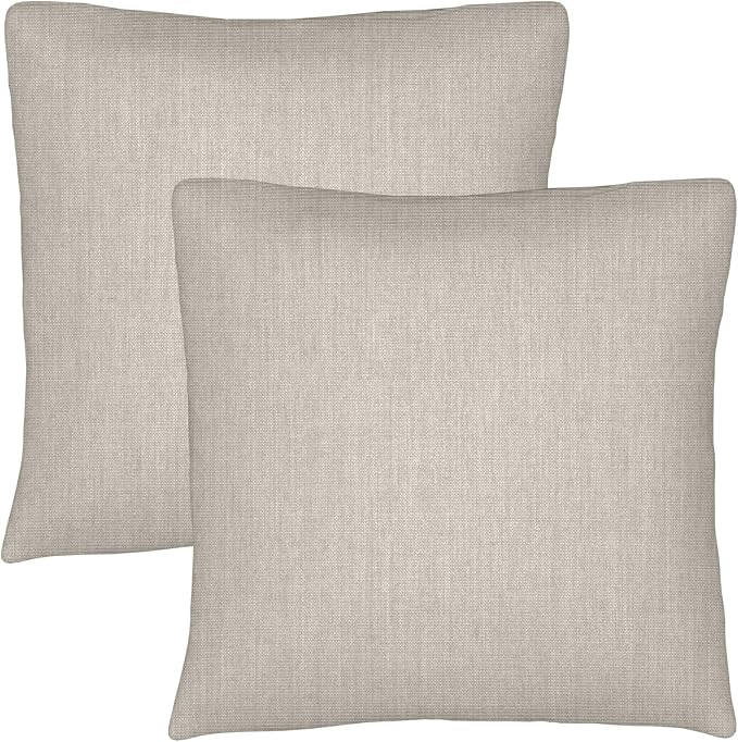 Covers & All Sunbrella Throw Pillows Set of 2, 26 x 26 Inch Square Outdoor & Indoor Cushions with Insert, Fade & UV Resistant Fabric (Cast Ash)