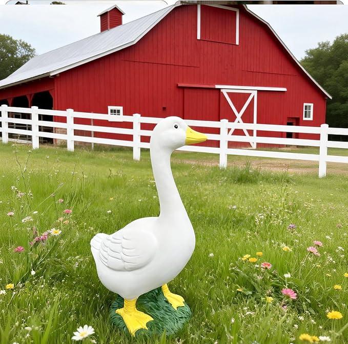 Porch Goose Statue Garden Decor - 20″ Large Porch Goose Statues, Resin Duck Figurine, Indoor/Outdoor Decorations for Patio, Lawn, Yard, Housewarming Birthday Gifts for Mom Women Men