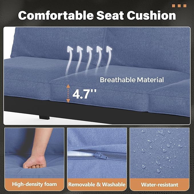 Solaste Aluminum Outdoor Furniture Set, 7 Seats Water-Resistant Patio Conversation Furniture Set, Metal Patio Sofa Set with Coffee Table for Backyard Poolside Garden, Blue