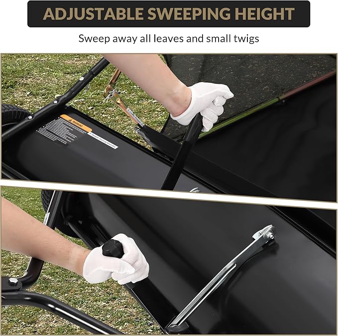 Tow Behind Lawn Sweeper 50" Wide, 26 Cu.Ft Large Hopper Yard Sweeper, Pull Behind Leaf Collector with Adjustable Sweeping Height, Universal Fit for Lawn Tractor & Debris Cleanup