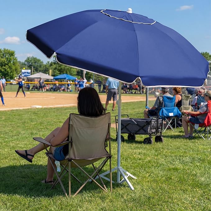 JEAREY 6.5ft Sun Shade Umbrellas, Portable Umbrella with Stand, Lightweight Sun Protection Free Standing Sport Umbrella for Outdoor Sports, Camping, Fishing, Patio, Beach, Royal Blue