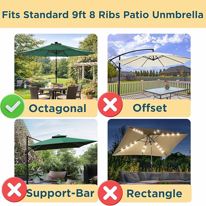Sfmora OLEFIN 5-Year Non Fading 9ft 8Ribs Patio Umbrella Replacement Canopy, Outdoor Umbrella Canopy, Umbrella Top ONLY (Color)