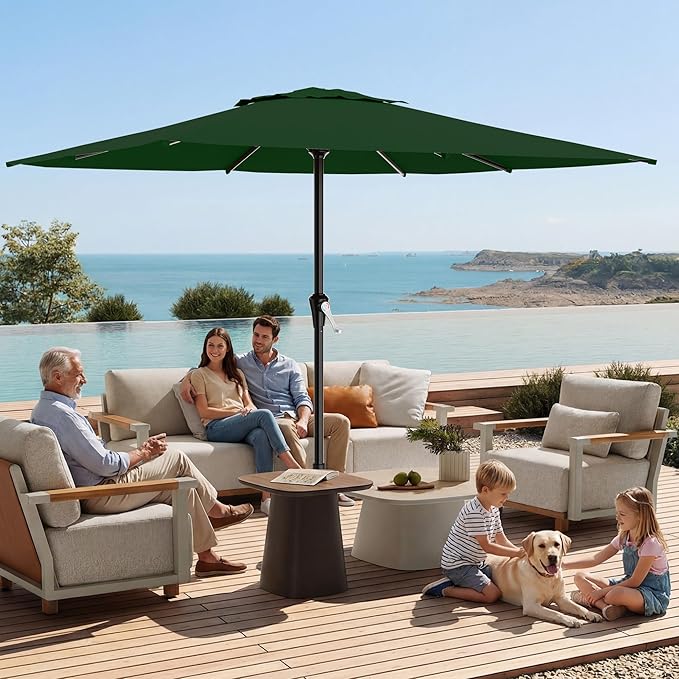 AreShark 8' x 10' Rectangle Patio Umbrellas for Outdoor, Outdoor Table Umbrella, Large Outdoor Patio Umbrellas with 8 Sturdy Ribs for Pool, Garden, Market (Dark Green)
