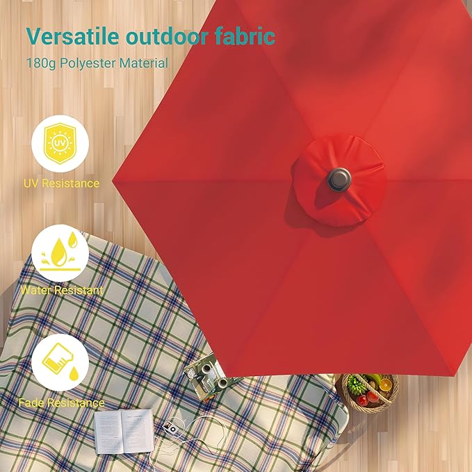 7.5ft Outdoor Umbrella Patio Umbrella,2-Year-Non-Fading,Table Market Patio Umbrella with Push Button Tilt and Crank,for Pool, Deck, Garden,Backyard