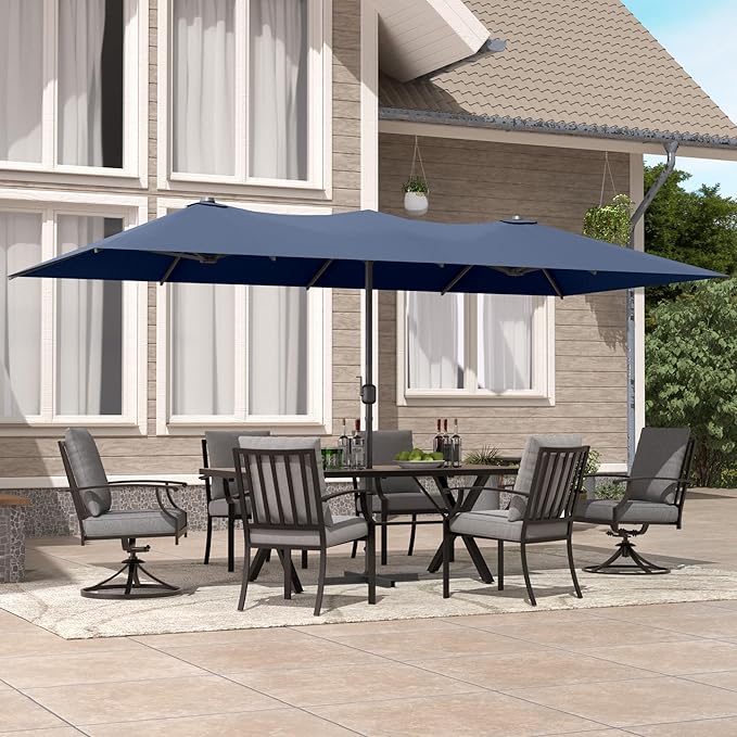 ALAULM 14FT Waterproof Patio Umbrella Outdoor Reversible Rectangular Large Market Umbrella