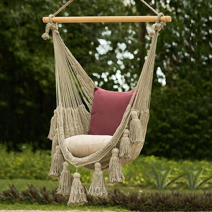 Novica Handmade Ocean Seat in Ivory Cotton Hammock Swing (Single)