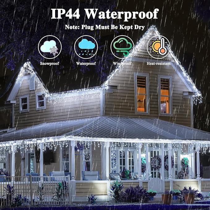 66 FT 200 LED Christmas String Lights Outdoor/Indoor, Extendable Twinkle Fairy Lights Waterproof Clear Wire with 13 Modes for Garden Bedroom Patio Christmas Tree Decorations (Cool White)