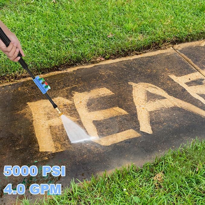 Heavy Duty 5000PSI 4.0GPM Electric Pressure Washer with 33FT Hose, 4 QC Nozzles for Cars/Fences/Patios/Home Cleaning, Deep Blue