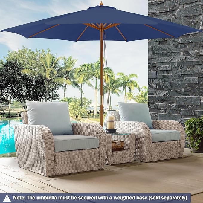 Giantex 10FT Patio Umbrella, Outdoor Table Market Umbrella with 8 Bamboo Ribs, Pulley Lift and Ventilation Hole, Outdoor Sunshade Umbrella for Poolside Backyard Beach
