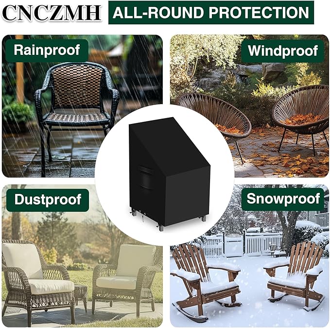 Heavy Duty Patio Chair Covers Waterproof Outdoor, 2 Pack 600D Patio Furniture Covers for Outdoor Rocking Swivel Adirondack Chairs, Lounge Deep Seat 28'' W x 30''D x 24''H/ 32''H Black