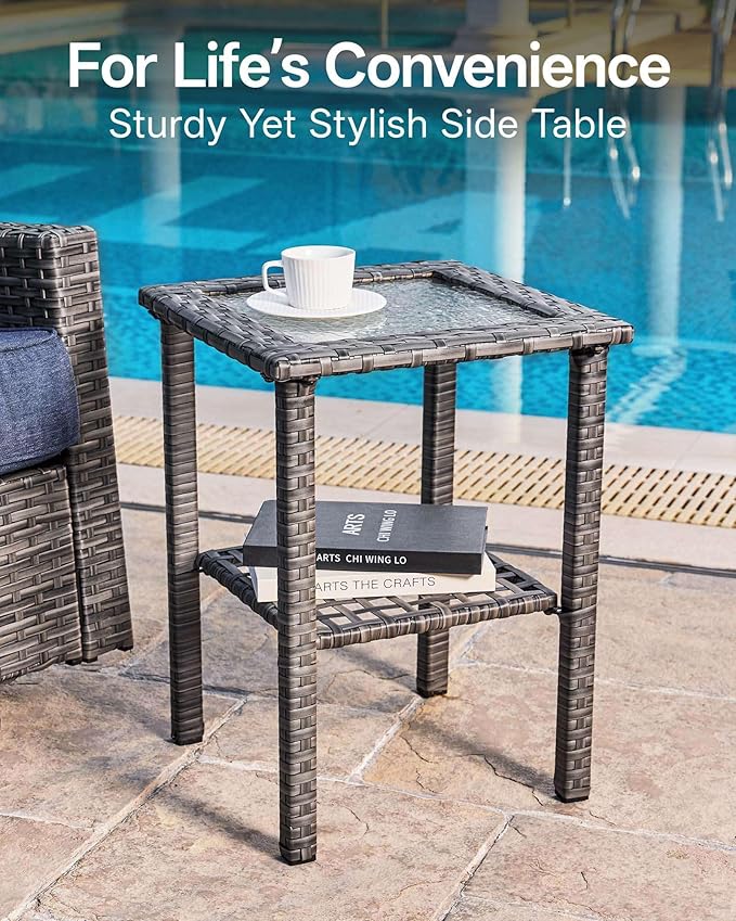 Luxury 10-Piece Patio Furniture Set with 6-Inch Thick Cushions, Outdoor Couch and Swivel Rocker Chairs, Wicker Conversation Set for Porch, Deck, Yard, Pool in Blue