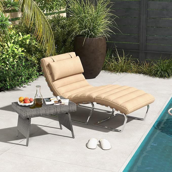 GOFLAME Wicker Table Patio Outdoor Poolside Garden Lawn Bistro Foldable Portable Leisure Standing Coffee Side Table, Grey