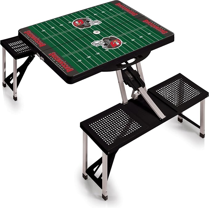 PICNIC TIME NFL Picnic Table Portable Folding Table with Seats and Umbrella