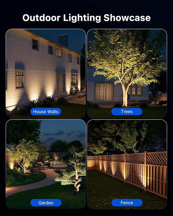 12 Pack Low Voltage In-Ground Lights with Glare Shield, 3000K Warm White LED Aluminum Paver Lighting, Waterproof 12-24V Outdoor Uplights for Driveway, Fence, Trees, Walls & Patio, Connectors Included