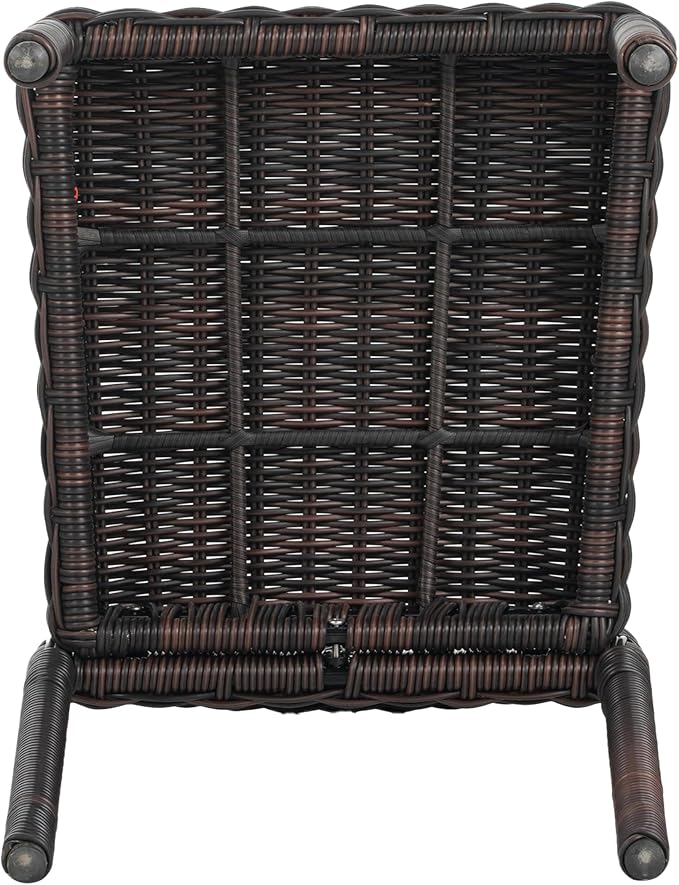 Christopher Knight Home Farley Acacia Wood Outdoor Dining Set for 6, 7 Piece Patio Dining Table and Chair Set, Faux Rattan Outdoor Dining Chair and Table Set, Teak+Brown