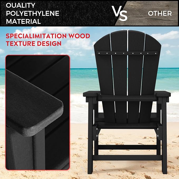 Costaelm Paradise Kids 5-Piece HDPE Outdoor Square Patio Dining Table and Chairs Set, Black