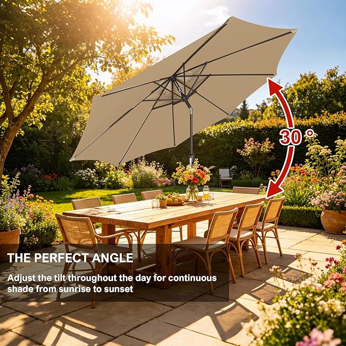 Blissun 9' Patio Umbrella + Replacement Lower Pole – Complete Outdoor Shade Solution with Spare Heavy-Duty Bottom Pole (Bundle)
