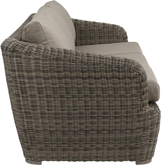CHITA Patio Wicker 3-Seater Sofa with Removable Cushion, Backyard Rattan Chair for Sunrooms, Patios, Decks, Fully Assembled