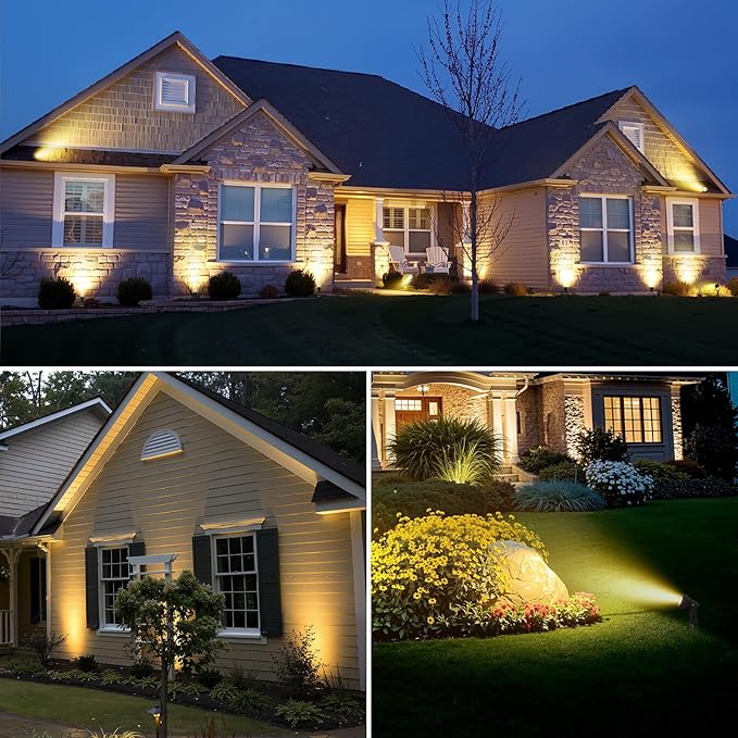 Zuske Outdoor Landscape Lighting, 8-Pack Low Voltage LED Spot Lights with Transformer, Waterproof IP65 Outdoor Landscape Lights for Garden, Yard, Backyard, Lawn, Trees, House, Flags – Warm White