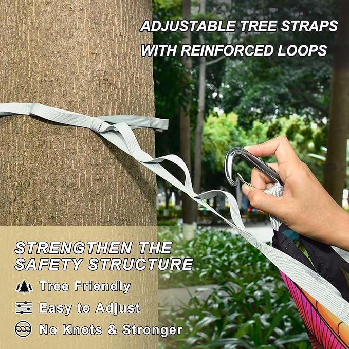 Camping Hammock Lightweight - 350lbs Portable Hammock with 2 Tree Straps and Attached Carry Bag,Great for Travel/Backpacking/Beach/Backyard - Single or Double - Cute Mushroom 1