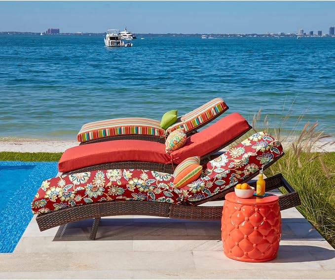 BrylaneHome 84" Outdoor Chaise Lounge Cushion - Cypress Midnight