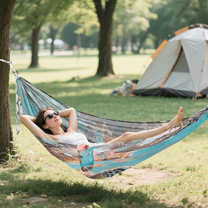 Hammocks for Outside Sea Turtle Camping Hammock Portable Hammocks with Tree Straps and Carry Bag Camping Accessories for Hiking Beach Outdoor