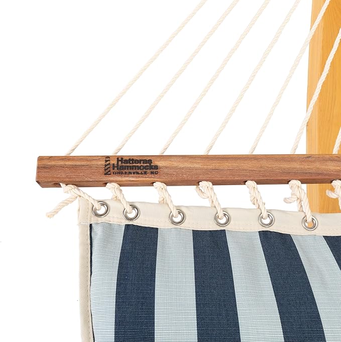 Hatteras Hammocks Expressive Mist Sunbrella Pillowtop Hammock with Free Extension Chains & Tree Hooks, Handcrafted in The USA, Accommodates 2 People, 450 LB Weight Capacity, 13 ft. x 55 in.