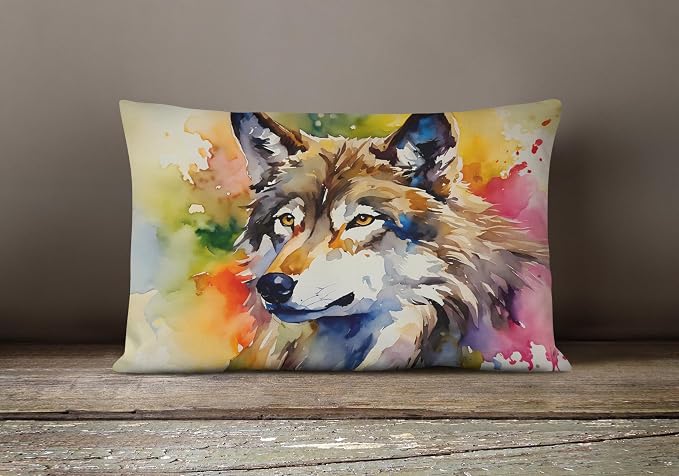 Caroline's Treasures DAC3006PW1216 Wolves Wolf Throw Pillow Machine Washable, Indoor Outdoor Decorative Pillow for Couch, Bed or Patio, 12HX16W