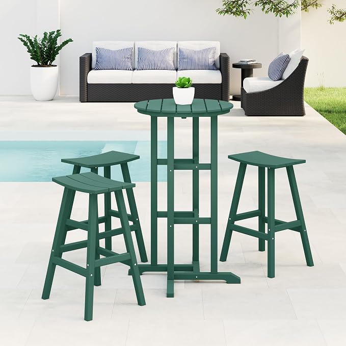 Costaelm Outdoor Bar Table, 42" Counter Height Round Patio Cocktail Bar Table, Patio Bar Table Bistro Dining Table Pub Table for Front Porch Deck, Backyard, Garden, Dark Green