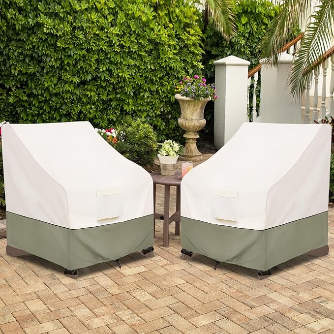 Bitubi Waterproof 2 Pack Patio Adirondack Chair Cover for Outdoor Chair Size Up to 30W x 34D x 36H inch,Outdoor Lawn Patio Furniture Covers (Beige)