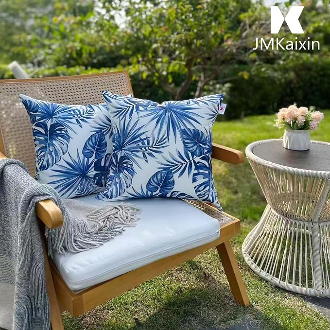 Outdoor Throw Pillows 18×18 Inch Waterproof Pillows with Inserts | Set of 2 Fade Resistant Patio Pillows for Porch Garden Couch and Patio Furniture