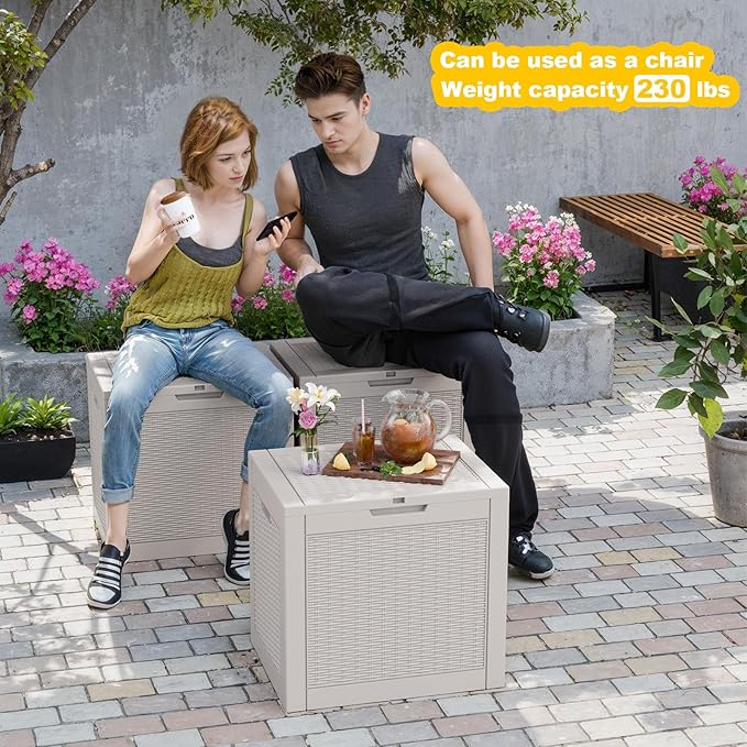 Waterproof Outdoor Storage Box, 31 Gallon Lockable Deck Box, UV-Resistant Outside Storage Bin With Hydraulic Lid For Patio Furniture, Cushion Organizer, Garden Tools, Pool Accessories, Grey