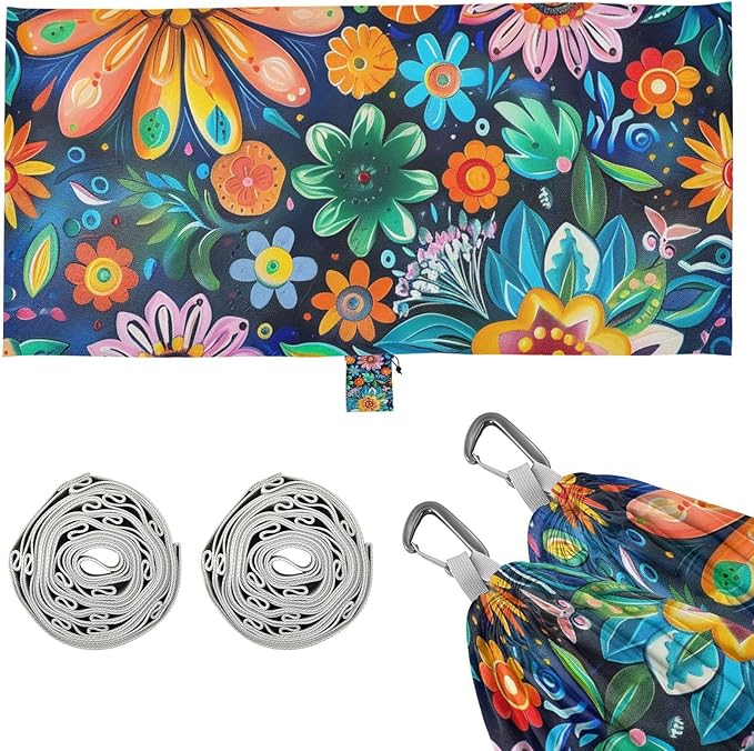 Colorful Mandala Flowers 330lb Capacity Hammocks with Portabl Carry Bag Rope Hammock for Outside Camping Essentials jamaca para Patio