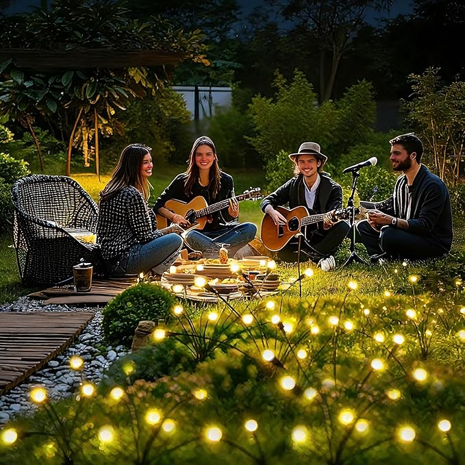 Solar Lights Outdoor Waterproof,Garden Patio Decorative Lights,Firefly Lights for Patio Lawn,Landscape Lighting Large Bulbs,Starlight Windswept Lights,Great Gift for Women for Gardening,4 Pack,40 LEDs