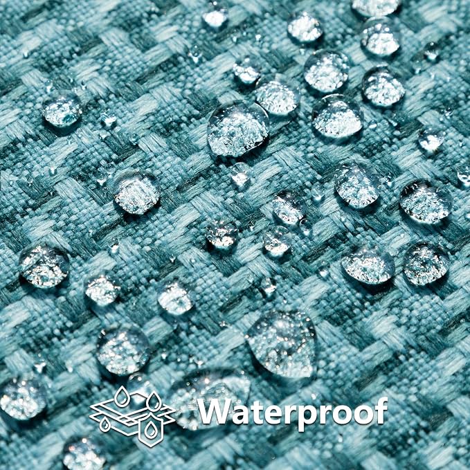 Kevin Textile Outdoor Waterproof 22"x22" Pillow Covers 2 Pack, Teal | Water Resistant Weaving Faux Linen Texture Throw Pillow Covers, Outside Decorative Pillowcases for Garden Patio Balcony Couch