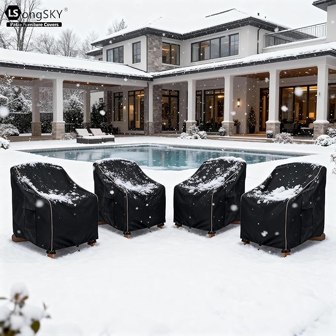 Adirondack Chair Covers 2 Pack,Waterproof Heavy Duty Outdoor Chair Covers,Adirondack Patio Chair Covers for Outdoor Furniture,(33W x 35 D x 36 H inches),Black